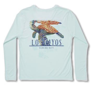 Turtle / Mint V-neck - Quick Dry UPF 50+ Ladies Long Sleeve